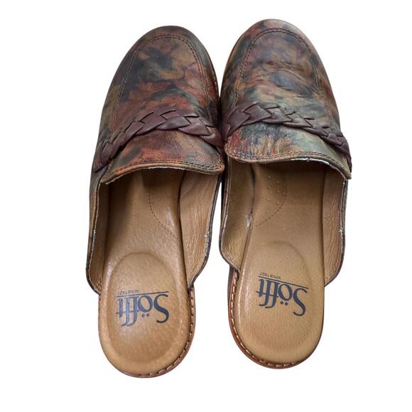 Sofft Womens Nels Taupe Floral Leather Slip On Loafer Mules Shoes Size 7 - Picture 5 of 6